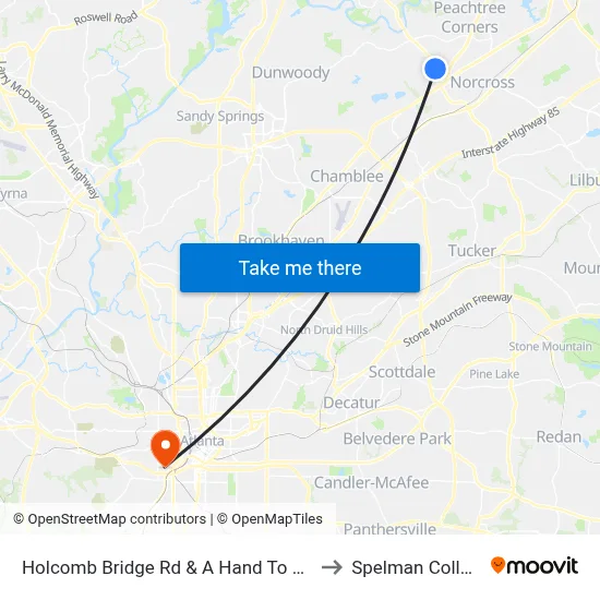 Holcomb Bridge Rd & A Hand To Hold to Spelman College map