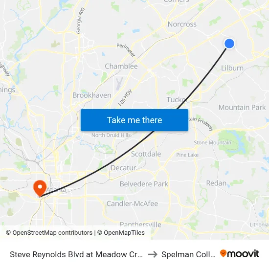 Steve Reynolds Blvd at Meadow Creek Hs to Spelman College map