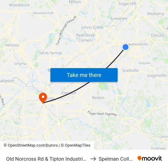 Old Norcross Rd & Tipton Industrial Dr to Spelman College map
