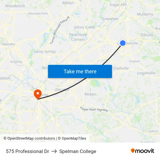 575 Professional Dr to Spelman College map