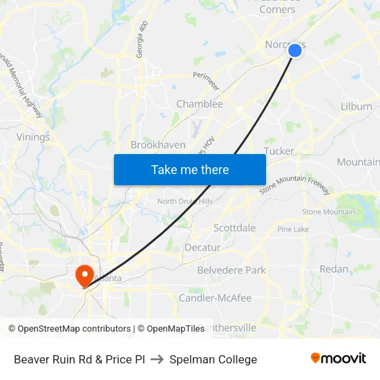 Beaver Ruin Rd & Price Pl to Spelman College map