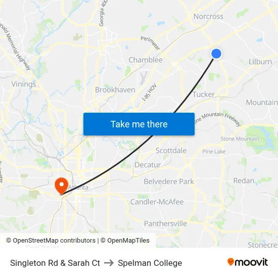 Singleton Rd & Sarah Ct to Spelman College map