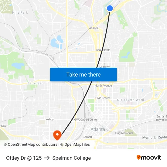 Ottley Dr @ 125 to Spelman College map