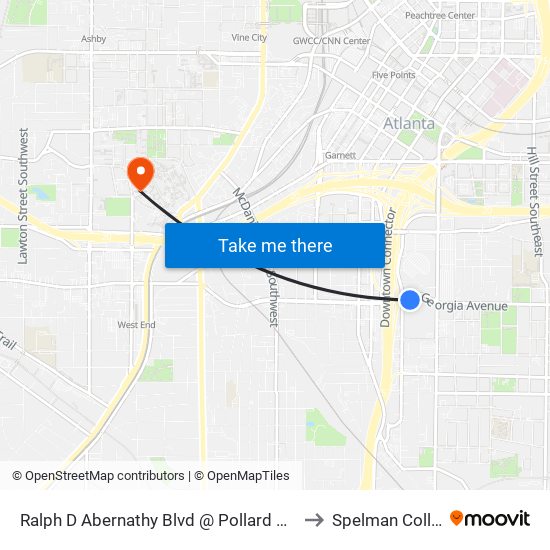 Ralph D Abernathy Blvd @ Pollard Blvd SW to Spelman College map