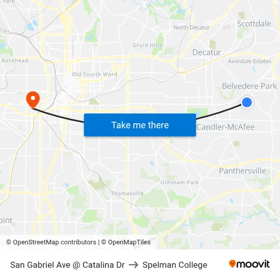 San Gabriel Ave @ Catalina Dr to Spelman College map