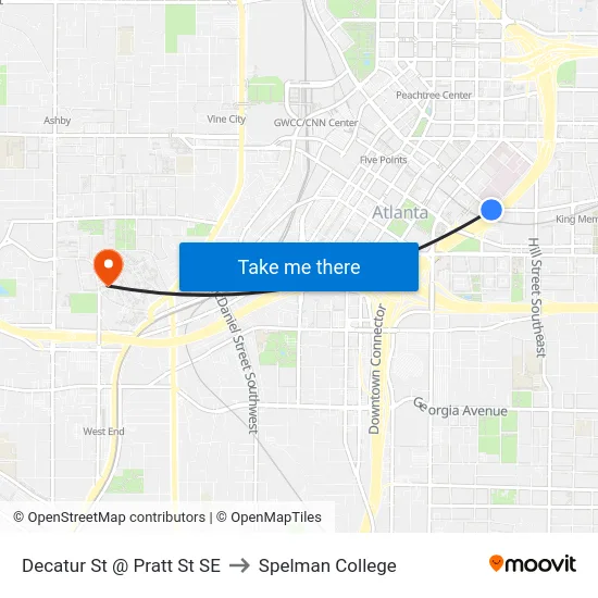 Decatur St @ Pratt St SE to Spelman College map