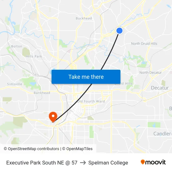 Executive Park South NE @ 57 to Spelman College map