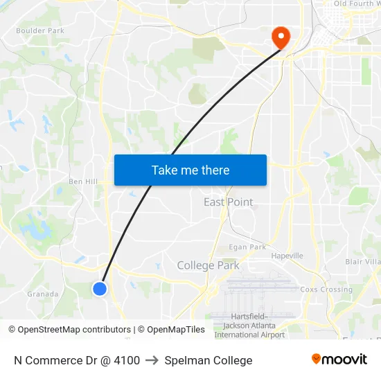N Commerce Dr @ 4100 to Spelman College map