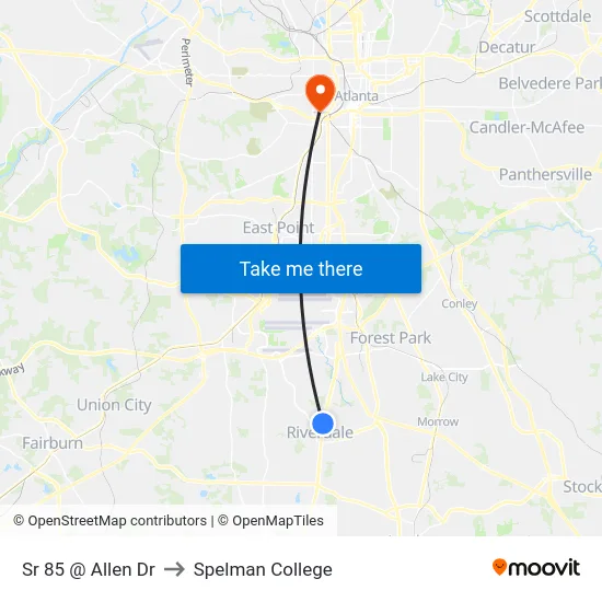 Sr 85 @ Allen Dr to Spelman College map