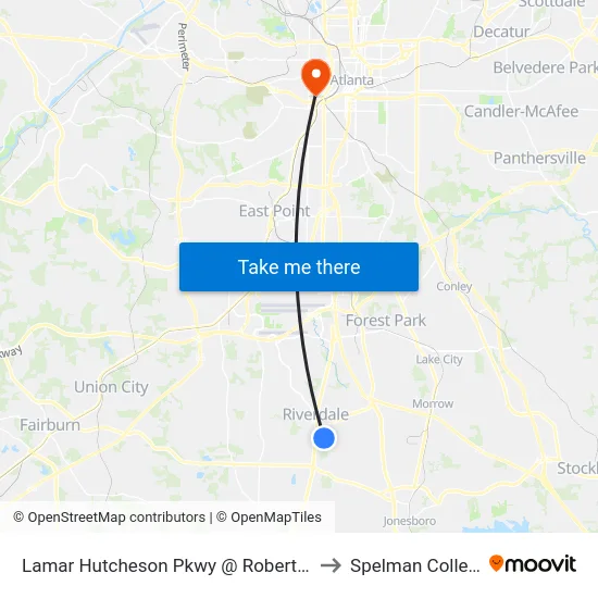 Lamar Hutcheson Pkwy @ Roberts Dr to Spelman College map