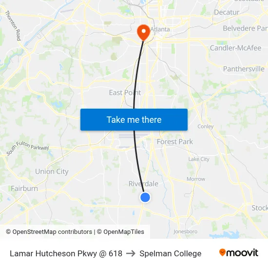 Lamar Hutcheson Pkwy @ 618 to Spelman College map