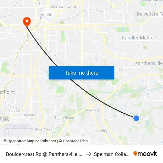 Bouldercrest Rd @ Panthersville Rd to Spelman College map