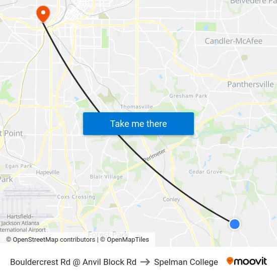Bouldercrest Rd @ Anvil Block Rd to Spelman College map
