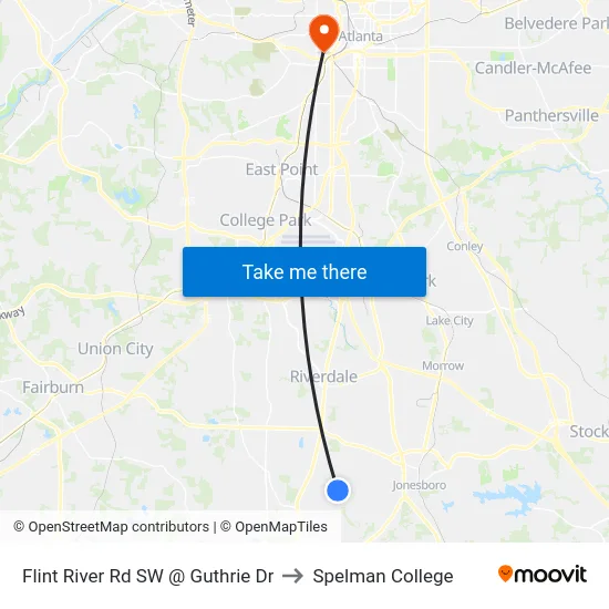 Flint River Rd SW @ Guthrie Dr to Spelman College map