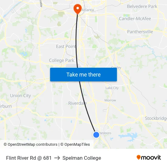 Flint River Rd @ 681 to Spelman College map