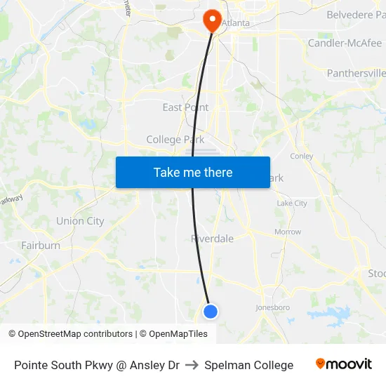 Pointe South Pkwy @ Ansley Dr to Spelman College map