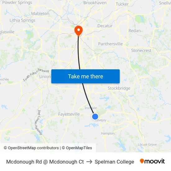 Mcdonough Rd @ Mcdonough Ct to Spelman College map