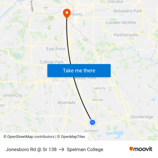 Jonesboro Rd @ Sr 138 to Spelman College map
