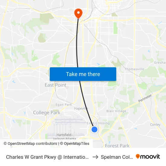 Charles W Grant Pkwy @ International Pkwy to Spelman College map