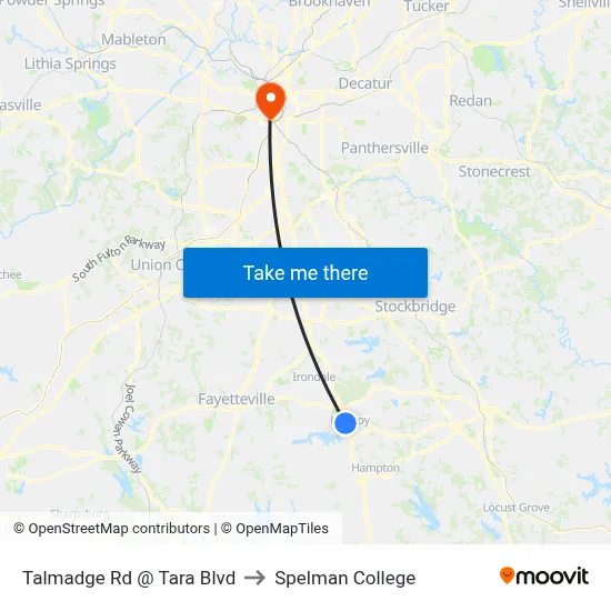 Talmadge Rd @ Tara Blvd to Spelman College map