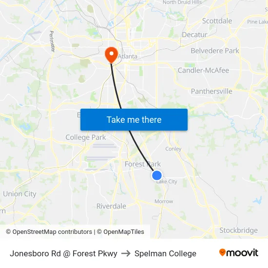 Jonesboro Rd @ Forest Pkwy to Spelman College map