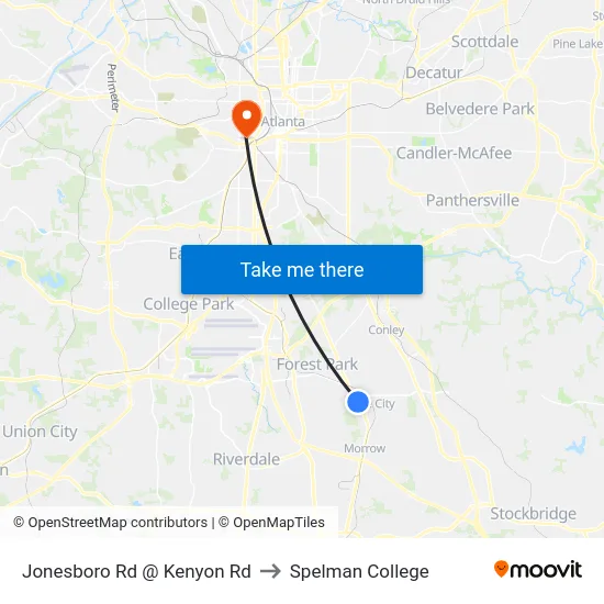 Jonesboro Rd @ Kenyon Rd to Spelman College map