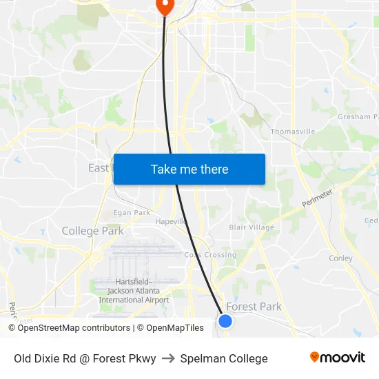 Old Dixie Rd @ Forest Pkwy to Spelman College map