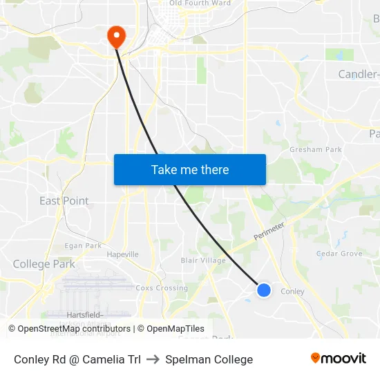 Conley Rd @ Camelia Trl to Spelman College map