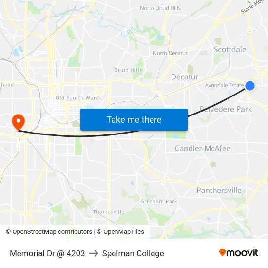 Memorial Dr @ 4203 to Spelman College map