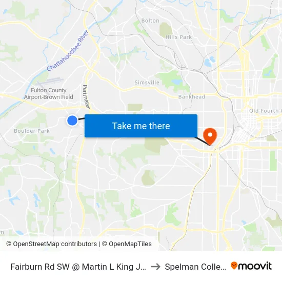 Fairburn Rd SW @ Martin L King Jr Dr to Spelman College map