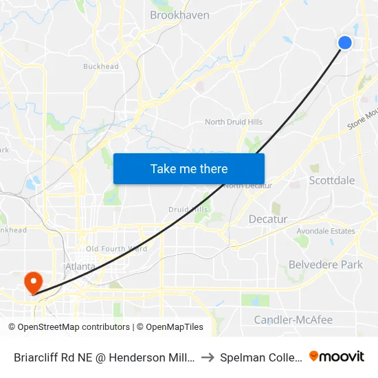 Briarcliff Rd NE @ Henderson Mill Rd to Spelman College map