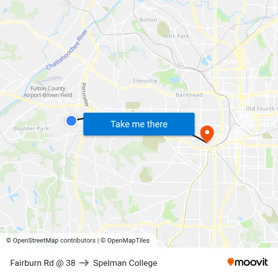 Fairburn Rd @ 38 to Spelman College map