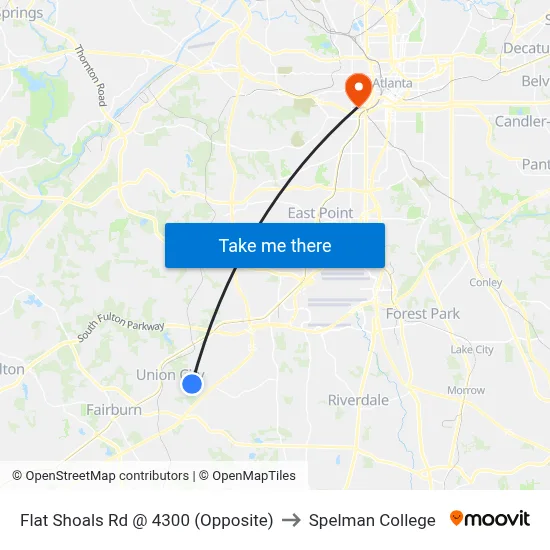 Flat Shoals Rd @ 4300 (Opposite) to Spelman College map