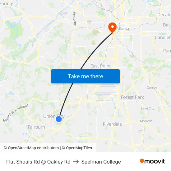 Flat Shoals Rd @ Oakley Rd to Spelman College map