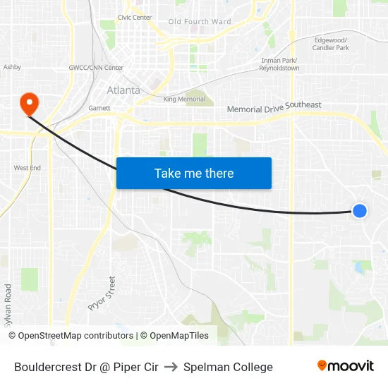 Bouldercrest Dr @ Piper Cir to Spelman College map