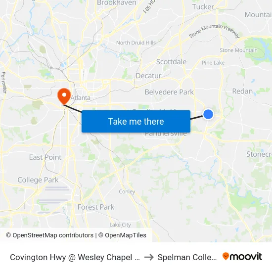 Covington Hwy @ Wesley Chapel Rd to Spelman College map
