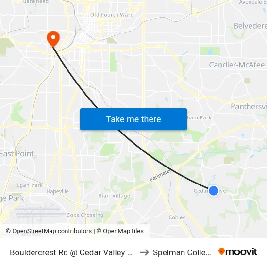 Bouldercrest Rd @ Cedar Valley Ln to Spelman College map