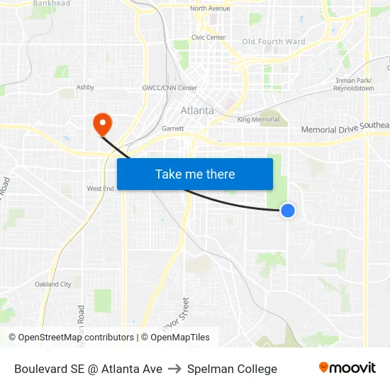 Boulevard SE @ Atlanta Ave to Spelman College map
