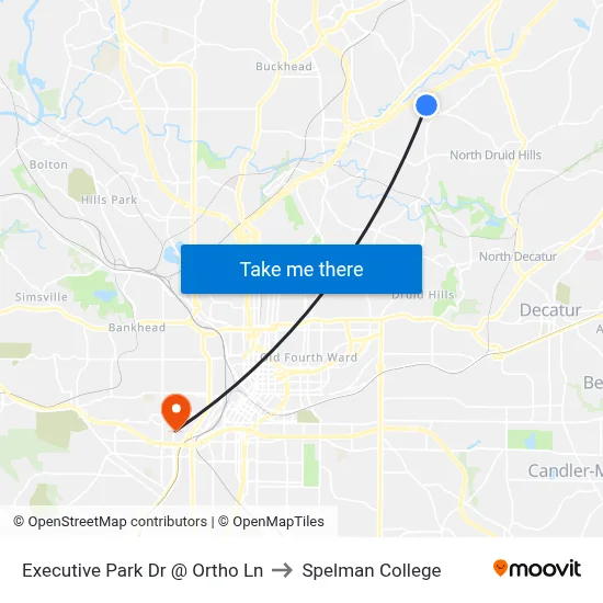 Executive Park Dr @ Ortho Ln to Spelman College map