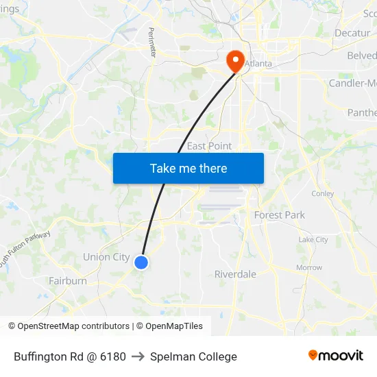 Buffington Rd @ 6180 to Spelman College map