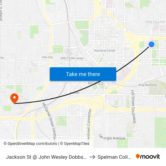 Jackson St @ John Wesley Dobbs Ave to Spelman College map