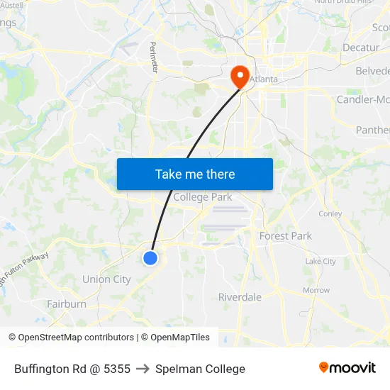 Buffington Rd @ 5355 to Spelman College map