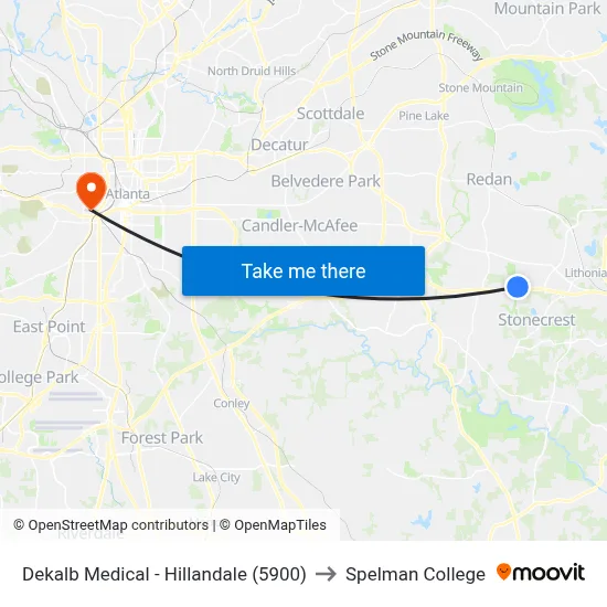 Dekalb Medical - Hillandale (5900) to Spelman College map