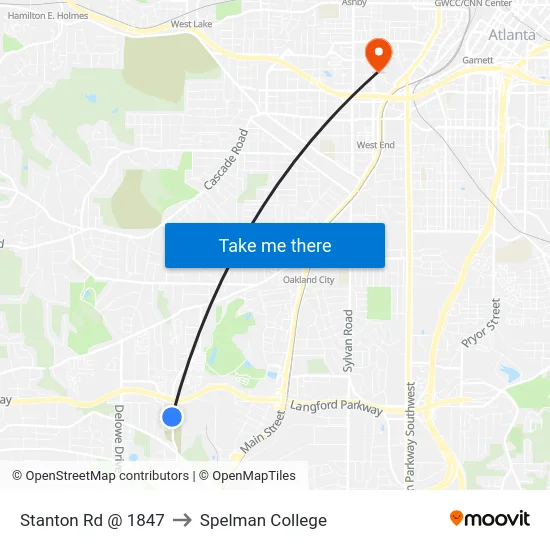 Stanton Rd @ 1847 to Spelman College map