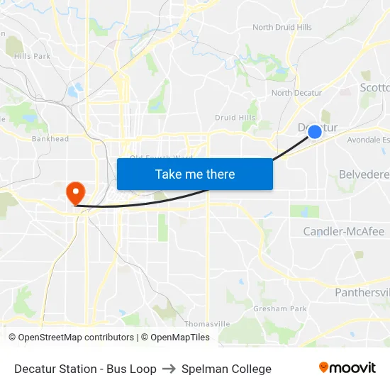 Decatur Station - Bus Loop to Spelman College map