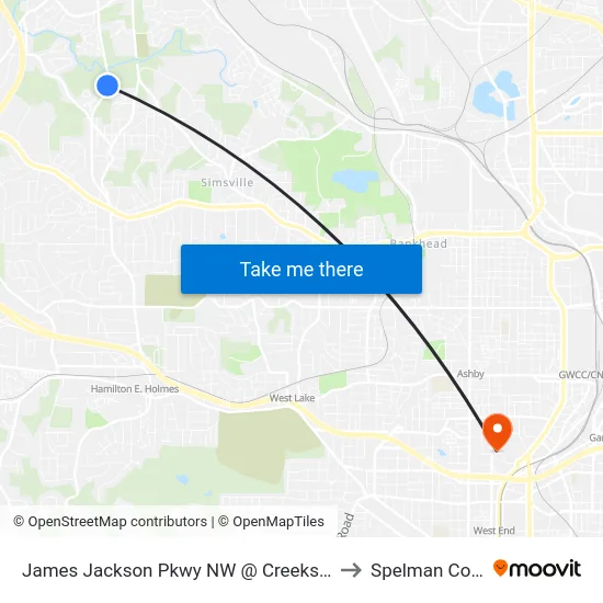 James Jackson Pkwy NW @ Creekside Dr NW to Spelman College map