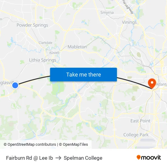 Fairburn Rd @ Lee Ib to Spelman College map