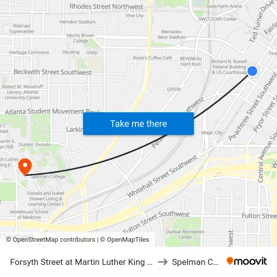 Forsyth Street at Martin Luther King Junior Drive to Spelman College map