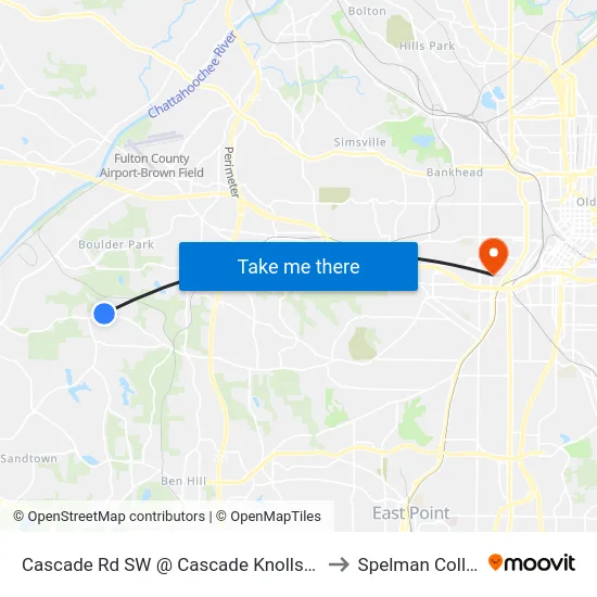 Cascade Rd SW @ Cascade Knolls Dr SW to Spelman College map