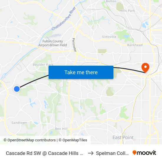 Cascade Rd SW @ Cascade Hills Dr SW to Spelman College map